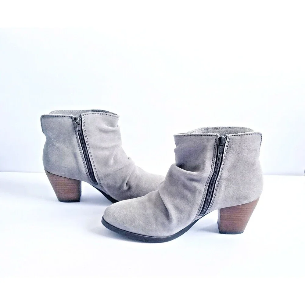 DIBA Women's Sandra Gray Suede Booties Sz 8 Heeled Ankle Boots